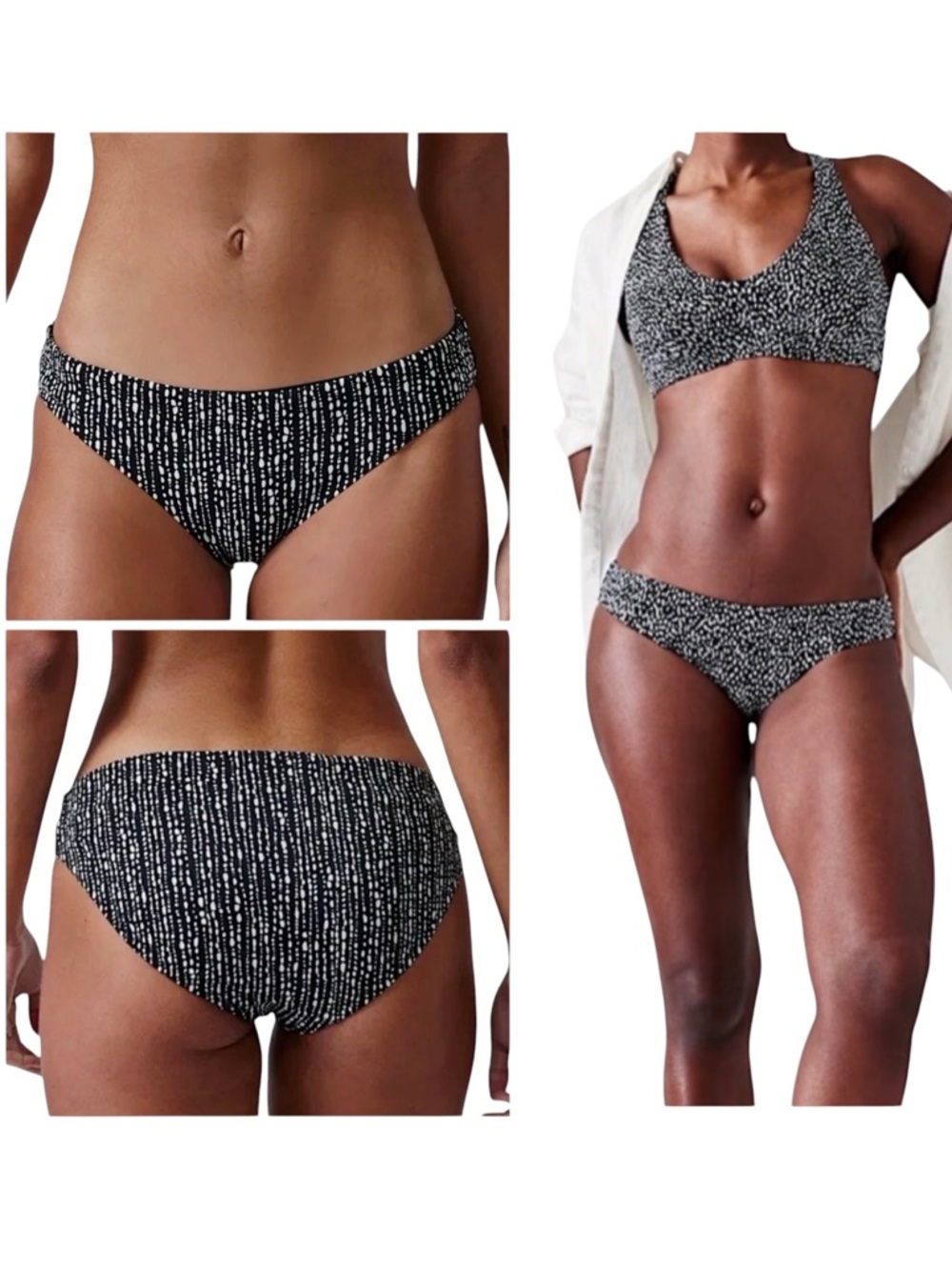 Athleta “Clean Medium” Bikini Bottom in Rice Pearls size Small